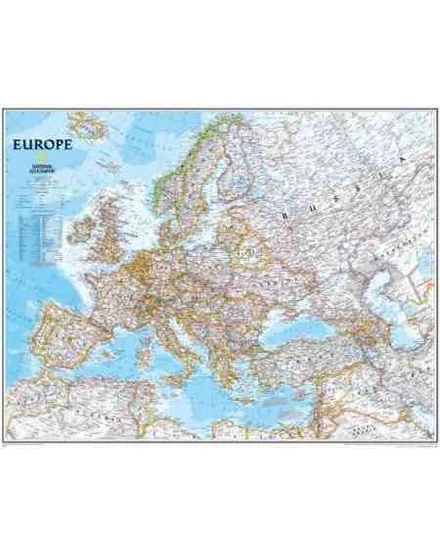 Cartographia Európa falitérkép politikai - National Geographic, keretes (kicsi) 