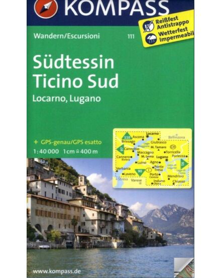 Cartographia  - K 111 Südtessin-Locarno-Lugano turistatérkép