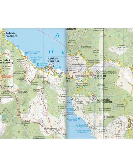 K 253 Samos, Dodekániszosz északi rész turistatérkép