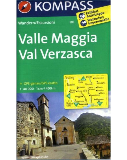 Cartographia  - KOMP 110 Valle Maggia-Val Verzasca turistatérkép