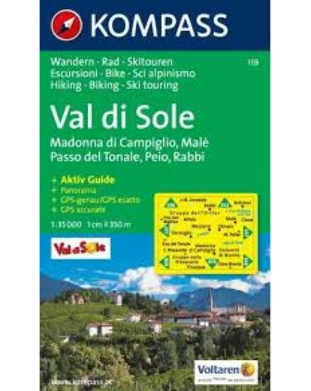 Cartographia K 119 Val di Sole, Madonna di Campiglio, Malè, Passo del Tonale, Peio, Rabbi turistatérkép 9783850261012