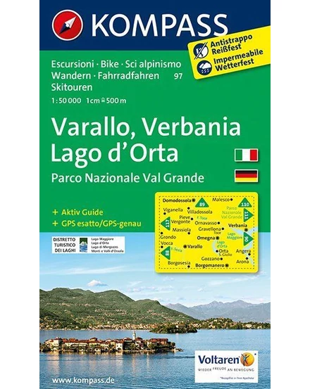 Cartographia K 97 Varallo, Verbania, Lago d'Orta turistatérkép 9783990445525