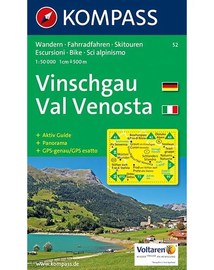 Cartographia K 52  Val Venosta/Vinschgau turistatérkép 9783854910589