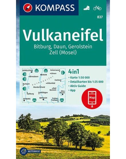 Cartographia K 837 Vulkaneifel, Bitburg, Daun, Gerolstein, Zell (Mosel) turistatérkép 9783990444658