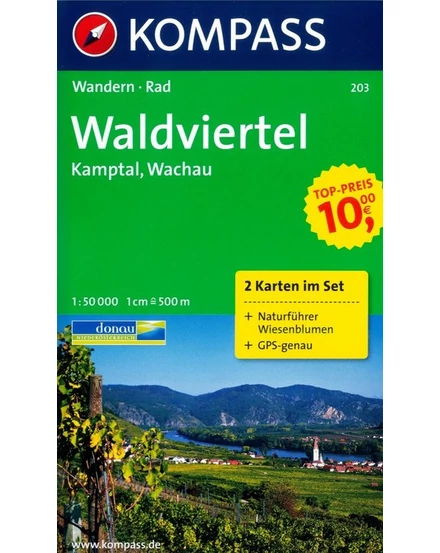 Cartographia K 203 Waldviertel, Kamptal, Wachau turistatérkép 9783854916604