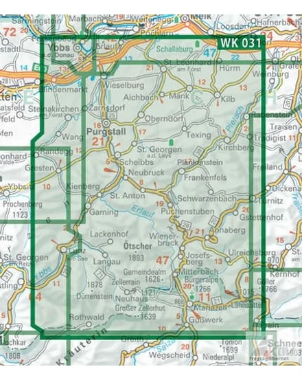 Cartographia WK031 Ötscherland–Mariazell–Erlauftal–Lunzer See–Scheibbs–Melker Alpenvorland térség turistatérkép (Freytag) 9783707919769