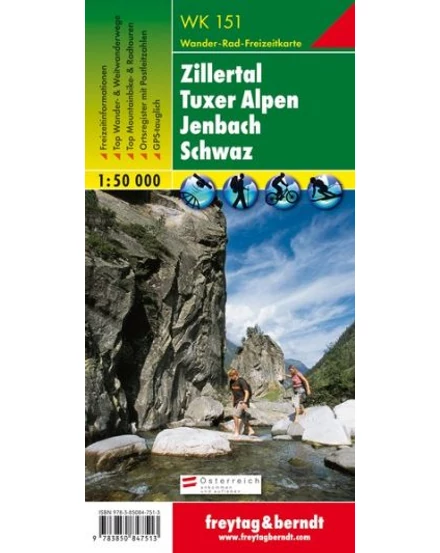Cartographia WK151 Zillertal-Tuxer Alpen-Jenbach-Schwaz turistatérkép (Freytag) 9783850847513