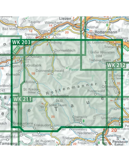 WK203 Wölzer Tauern-Naturpark Sölktaler-Rottenmanner Tauern turistatérkép (Freytag)