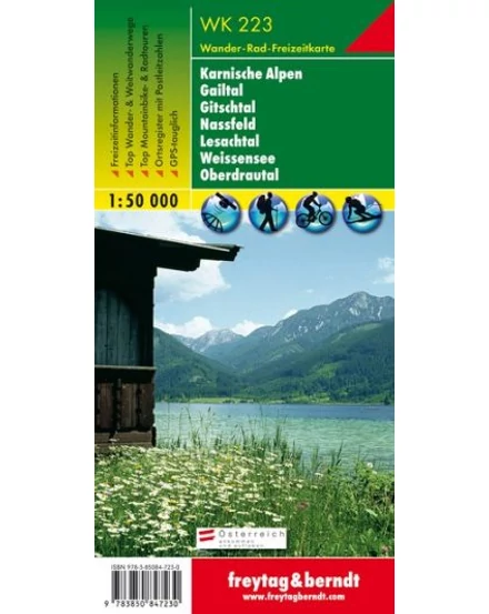 Cartographia WK223 Karnische Alpok-Gailtal-Gitschtal-Nassfeld-Lesachtal-Weisensee-Oberdrautal turistatérkép (Freytag) 9783850847230