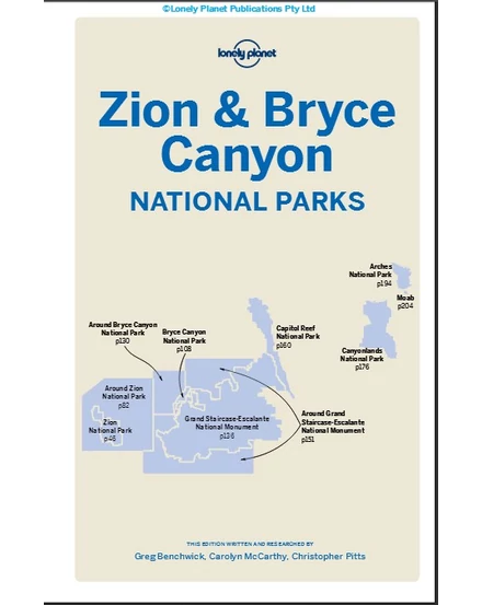 Zion és Bryce Canyon Nemzeti Park útikönyv Lonely Planet (angol)