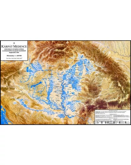 Cartographia A Kárpát medence vízborította és árvízjárta területeinek térképe 100 x 70, fémléces - Stiefel 2000000011264