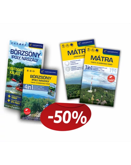 Cartographia Börzsöny, Ipoly, Naszály 4in1 outdoor kalauz + Mátra 3in1 - vízálló turista- és kerékpáros térképpel