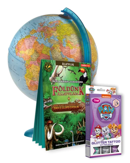 Cartographia Karácsonyi csomag kislányoknak! - NIGHT&DAY föld- és csillaggömb 25 cm + AJÁNDÉK csillámtetoválás és gyermek falitérkép!