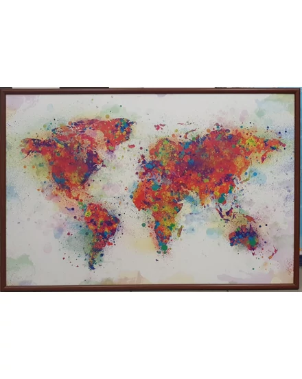 Világtérkép fehér-színes falitérkép 91,5x61 cm - keretezett