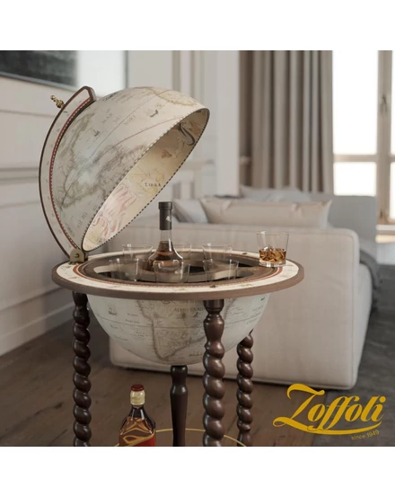 Cartographia - Földgömb Zoffoli EXPLORA Antique white 40 cm, antik - Bárgömb