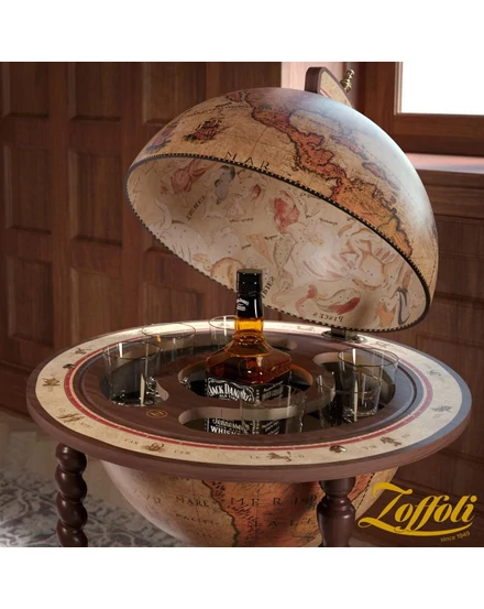 Cartographia - Földgömb Zoffoli EXPLORA Honey brown 40 cm, antik - Bárgömb
