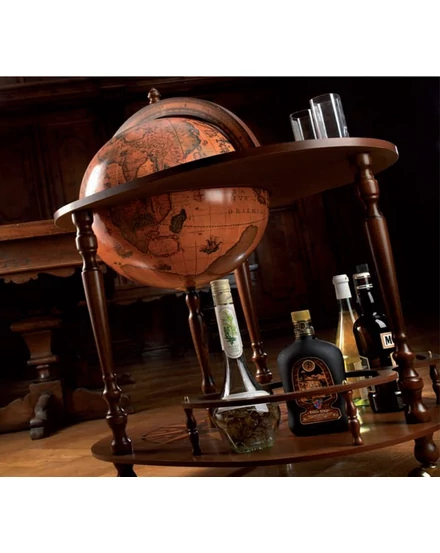 Cartographia - Földgömb Zoffoli GIASONE 40 cm, antik - Bárgömb tálalókocsival