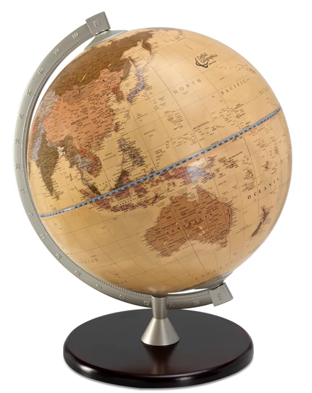 Cartographia Földgömb Zoffoli JAMES COOK (apricot) 33 cm - fatalp, fém meridián 