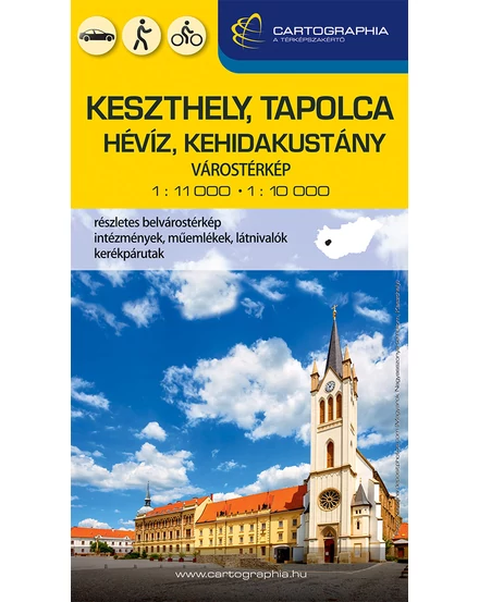 Keszthely-Hévíz,-Tapolca-Kehidakustány 1:11 000/ 1:10 000 keményborítós várostérkép 