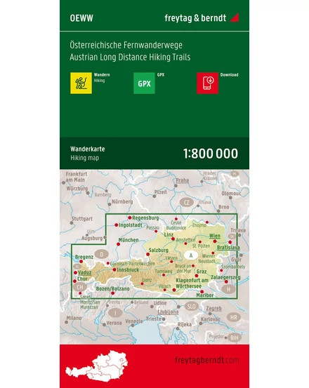 Osztrák távolsági túraútvonalak turistatérkép