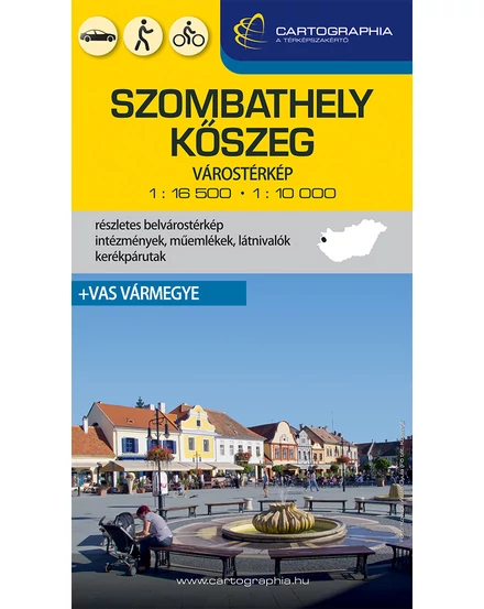 Szombathely-1:16 500,-Kőszeg -1:10 000,-keményborítós-várostérkép -(+Vas vármegye térképe)