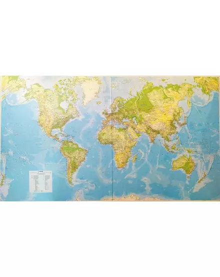 Cartographia Domborzati világtérkép, Kümmerli, keretes falitérkép 191x118 cm 