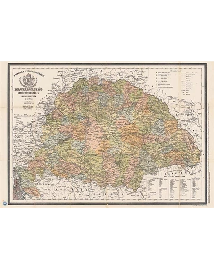 Cartographia Antik Magyarország 1876 / Magyarország járásai könyöklő - Stiefel 5998504311942