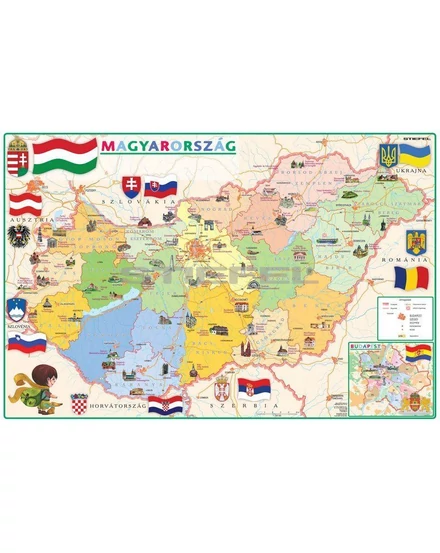 Cartographia Magyarország közigazgatása / domborzata DUO gyerek könyöklő - Stiefel 5998504315957