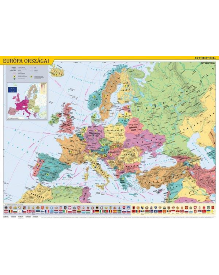 Cartographia Európa országai / Európa gyerektérkép DUO falitérkép 68 x 49, fémléces - Stiefel 5998504317487
