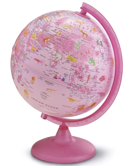 Cartographia PINK ZOO világító földgömb 25cm-állatvilág tematikával, angol nyelvű-8007239976399
