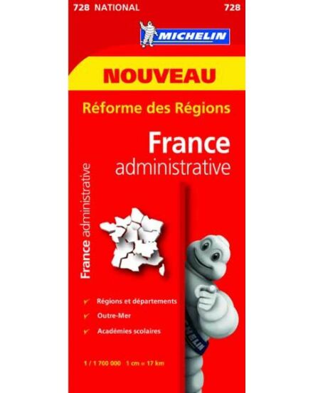 Cartographia Franciaország közigazgatási térképe (Michelin 0728) 9782067211209