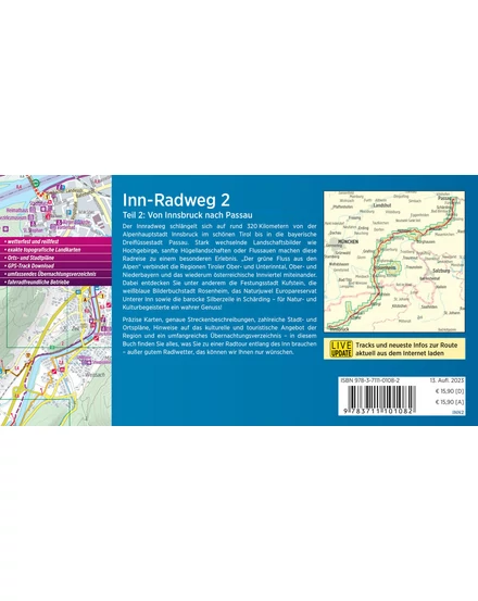 Cartographia Inn kerékpáros kalauz 2.  Innsbruck - Passau - Esterbauer - 9783711101082
