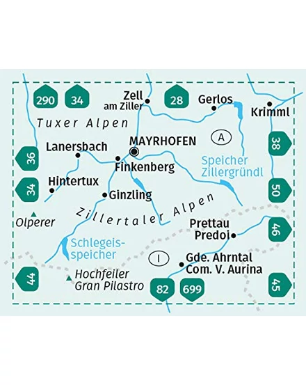 Zillertaler/Tuxer Alpen Turistatérkép