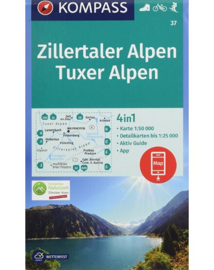 Cartographia Zillertaler/Tuxer Alpen Turistatérkép 9783990444634