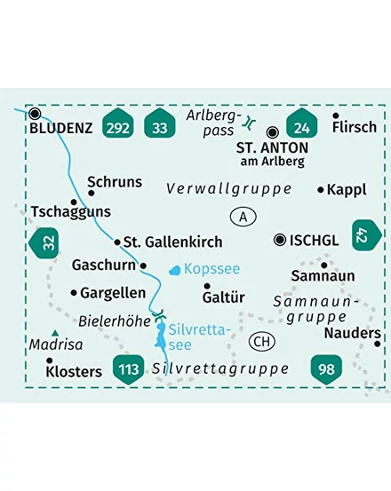 Silvretta-Verwallgruppe turistatérkép