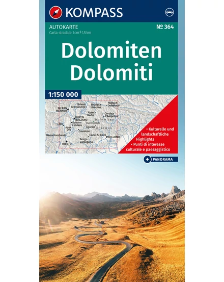 Cartographia Dolomitok autó- és panoráma térkép Mair 9783991542551