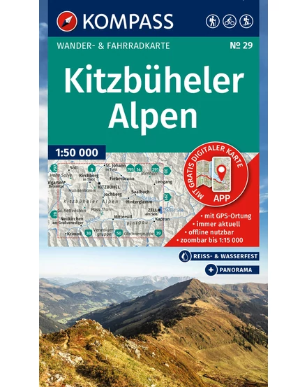 K 29 Kitzbüheler Alpok turistatérkép- Kompass - 9783991543688