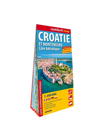 Cartographia Horvátország és Montenegró, Adria part Comfort térkép 9788383555355