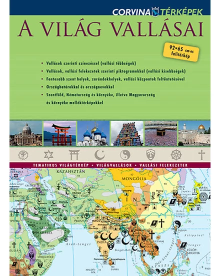 Cartographia A világ vallásai térkép.(92x65cm) 9789631363357