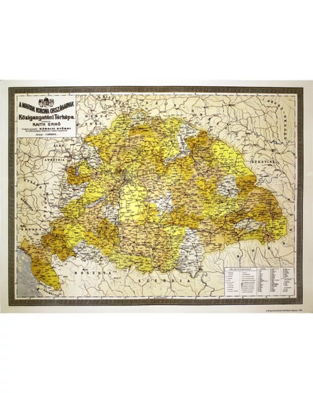 Cartographia Magyar Korona Országainak közigazgatási térkép ív (1906) 110 x 82 - HM