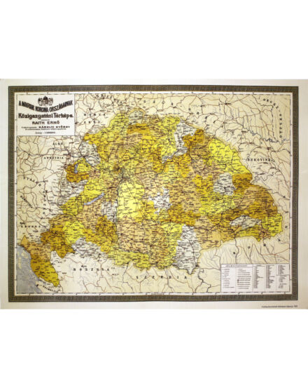 Cartographia Magyar Korona Országainak közigazgatási térkép ív (1906) 110 x 82 - HM 