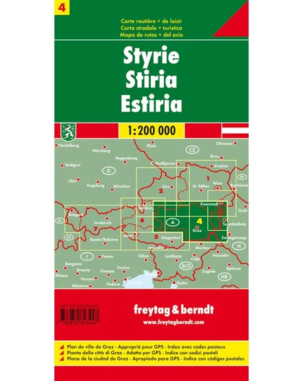 Cartographia Ausztria 4. Stájerország autó- és szabadidő térkép - Freytag - 9783850843447