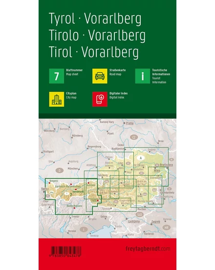 Cartographia Ausztria résztérkép 7. Tirol - Vorarlberg térkép - Freytag 9783850843478