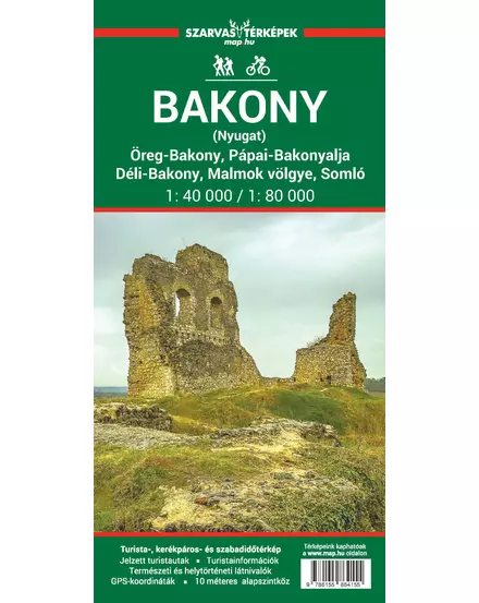 Cartographia Bakony (nyugat) turistatérkép 1:40.000/80.000 - Öreg-Bakony, Pápai-Bakonyalja, Déli-Bakony, Malmok völgye, Somló 9786155864155