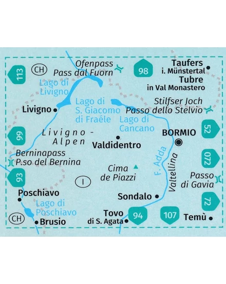 K 96 Bormio - Livigno - Alta Valtellina turistatérkép