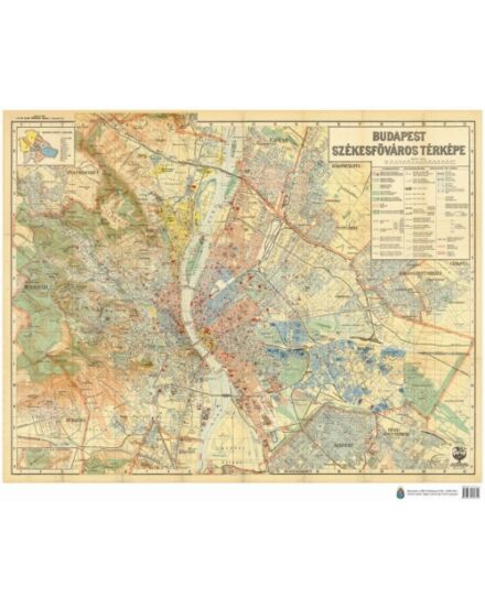 Cartographia Budapest Székesfőváros térképe (1934) 91 X 74  - HM 9789632570310