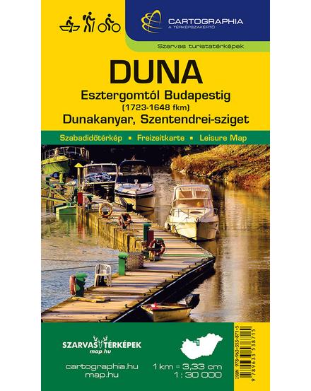 Cartographia Duna: Esztergomtól Budapestig turista-, kerékpáros- és vízitúra térkép 1:30 000 - Cartographia 9789633538715