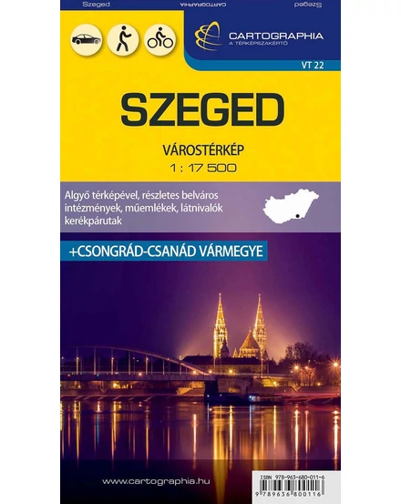 Szeged várostérkép (vármegye térképpel) [VT 22] Cartographia 9789636800116