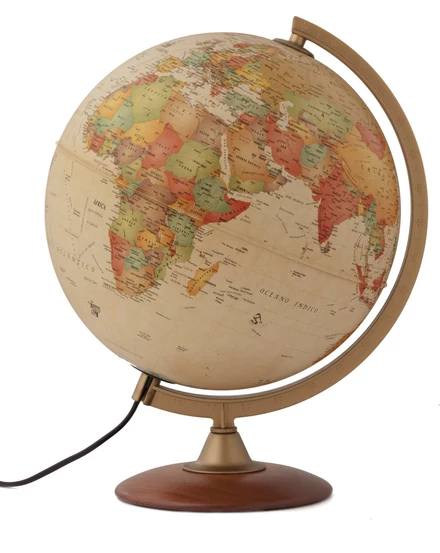 Cartographia Földgömb 30cm COLOMBO antik, világító, fatalpas, angol-8000623000854
