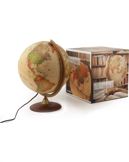 Cartographia Földgömb 30cm COLOMBO antik, világító, fatalpas, angol-8000623000854